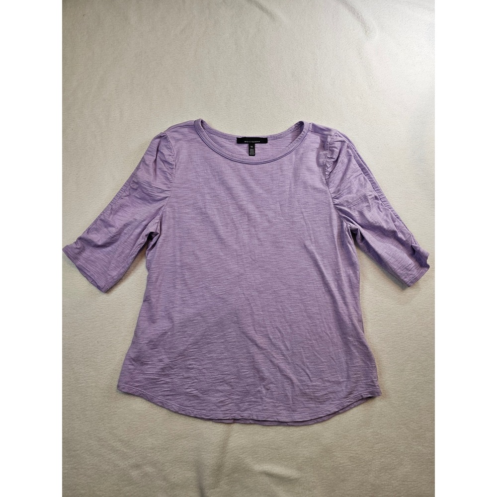 White House Black Market WHBM Purple Slub Puff Sleeve Top size XL